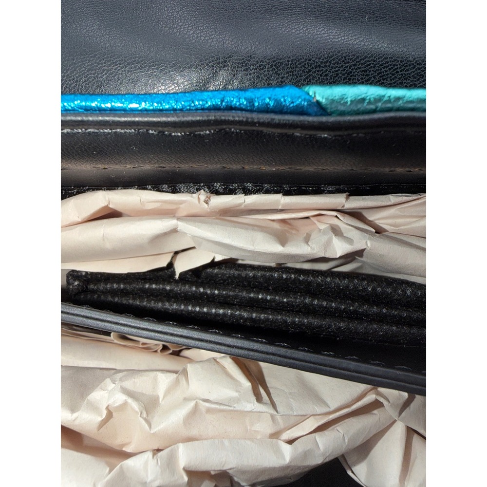 Kurt Geiger London Leather Kensington Bag Rainbow Metallic Stripe Eagle Head NEW - Picture 9 of 12